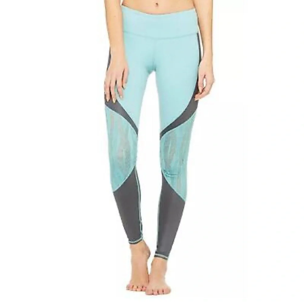 ALO Yoga Blue Vitality Mesh Contrast Leggings
